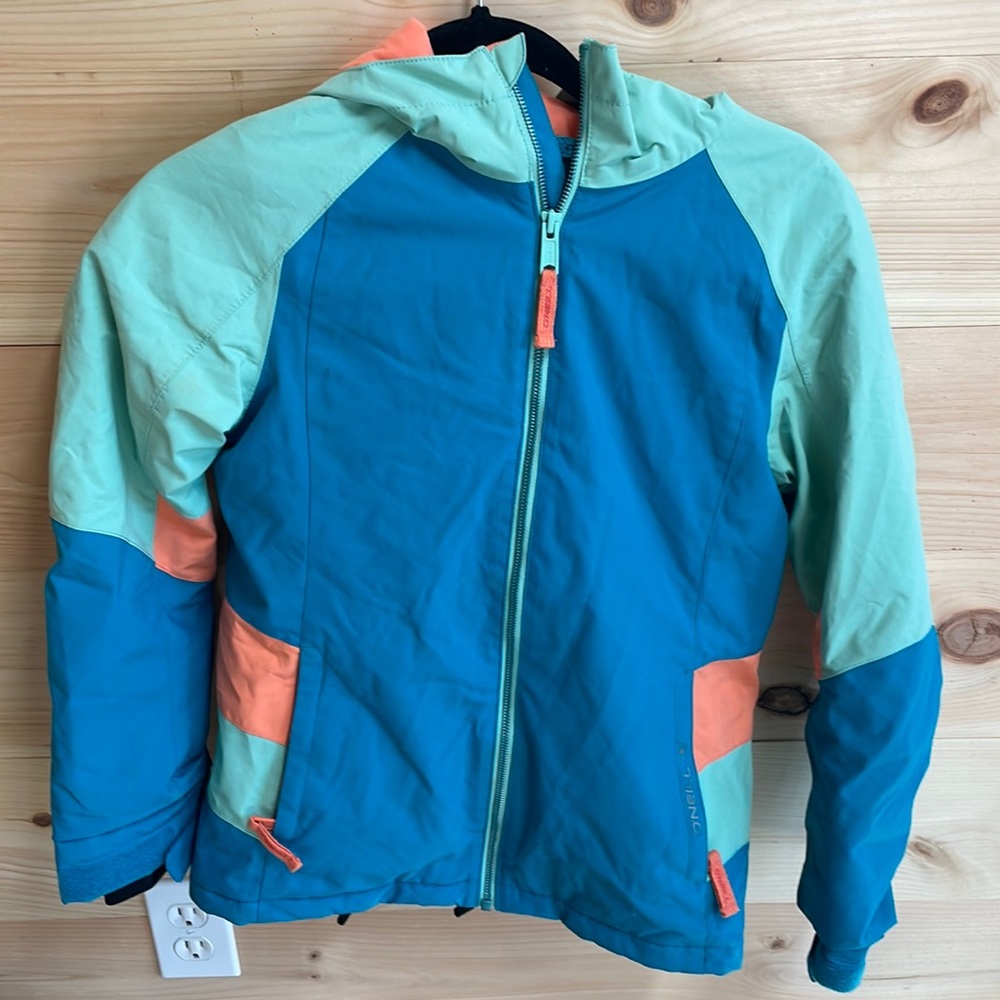 O'Neill Kids Jacket in Blue and Mint with Orange Accents